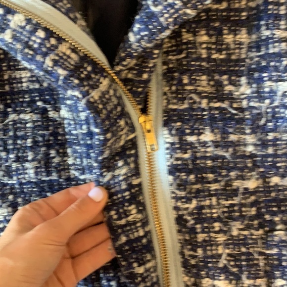 J Crew Blue and Grey Asymmetrical Wool Zip Coat - Picture 7 of 9